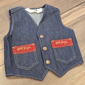 Vintage Kids Girls Boys Denim Blue Jean Vest Cowboy Cowgirl Western Costume Sz 4